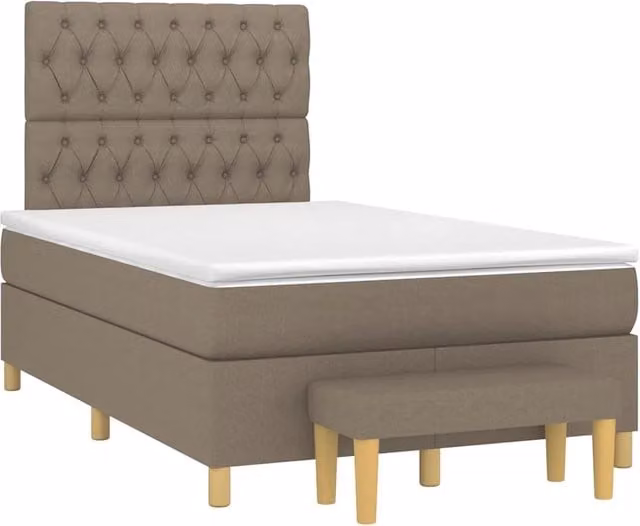 Letto Ibrido con Giroletto a Molle e Materasso vidaXL in Tessuto, Colore Beige, Bianco o Marrone, L/P: 120 x 200 cm