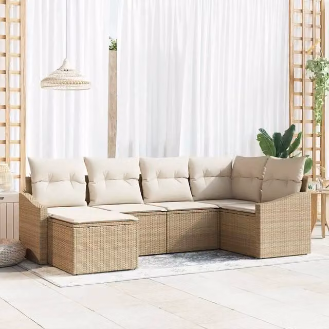 Set da Pranzo per Giardino 6 pz Beige e Crema 3355460