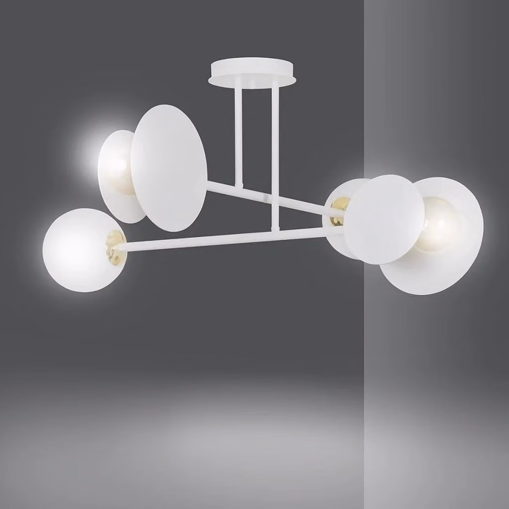 Plafoniera Emibig Minerva bianca in metallo, diametro 80 cm, con 4 portalampada E27 – 2