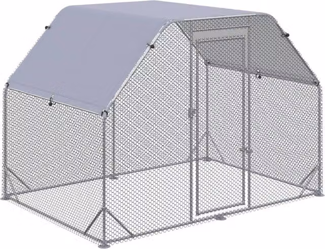 Recinto per galline GIORDANOSHOP in acciaio galvanizzato con copertura in poliestere e PVC, colore argento, L/P/H: 280 x 190 x 195 cm