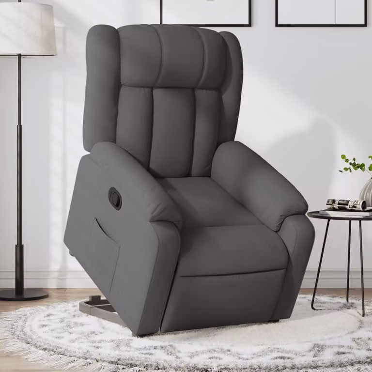 vidaXL Poltrona Alzapersona Reclinabile Grigia con Assistenza Elettrica in Tessuto