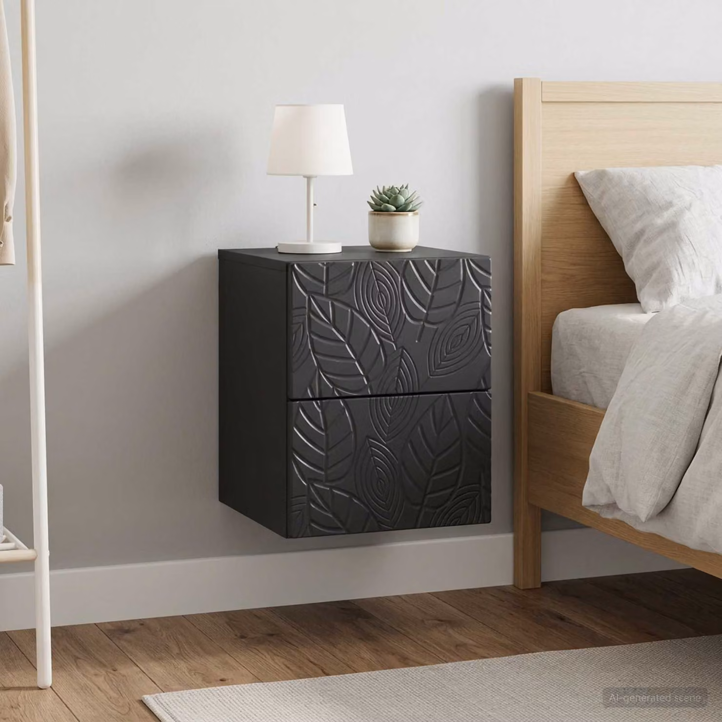 Set di 2 comodini sospesi vidaXL moderni in colore nero opaco L 34,5 cm x P 33 cm x H 40 cm