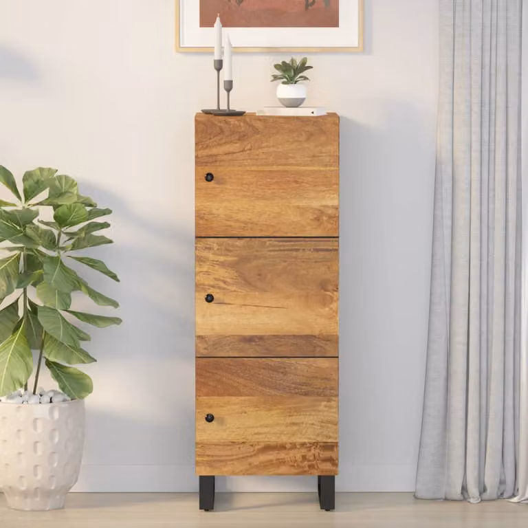 Credenza vidaXL con 3 Ante in Legno di Mango e Ferro, Stile Industrial, Marrone, L 40 cm x P 33 cm x H 110 cm
