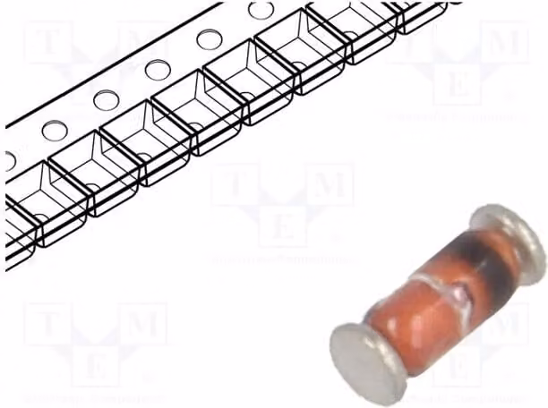 Diodo 25x: Diodo a commutazione, 4 ns, 0,2 A, 100 V, montaggio superficiale (SMD). Confezione: rotolo. LL4148, diodo universale