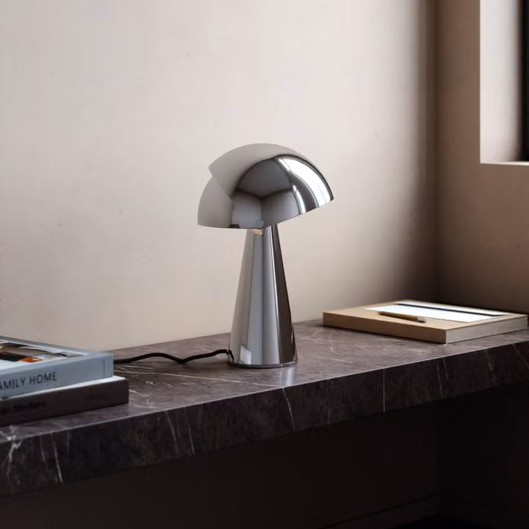 DFTP by Nordlux Lampada da tavolo di design Align, Cromo / Argento, Soggiorno / Sala da pranzo, Metallo, Scandinavo, Lampada da tavolo