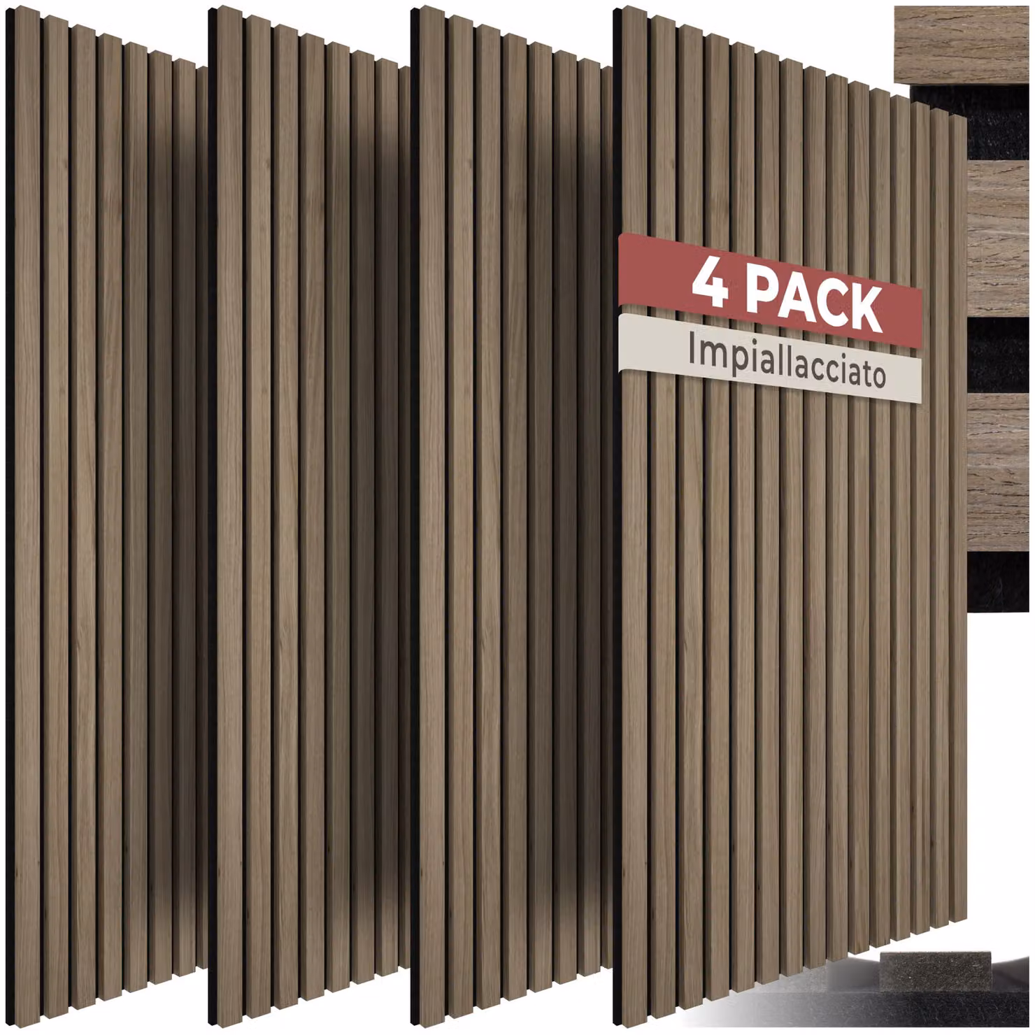 Pannelli acustici Sonic Wall II tectake in MDF effetto legno marrone L: 110 cm, H: 50 cm, P: 1,8 cm – 1