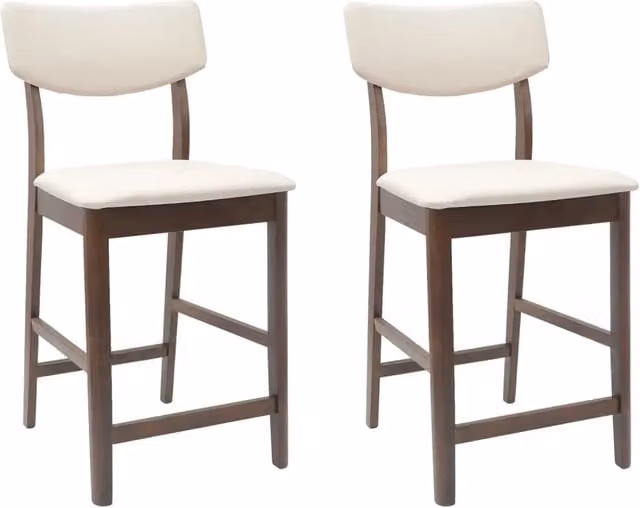 Set di 2 sedie da pranzo moderne in legno di gomma color marrone con rivestimento in tessuto, L: 48 cm, P: 49 cm, H: 95 cm – 1