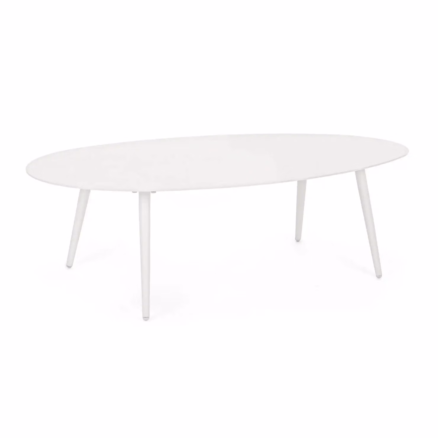 Tavolino ovale da giardino FARO in alluminio bianco verniciato a polvere, 120×75 cm