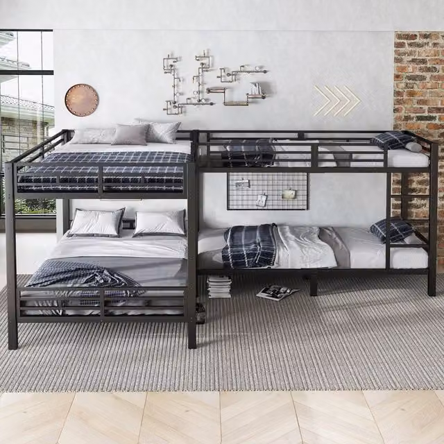 Letto a castello 90x200 e 140x200 - Xylo - Nero, metallo
