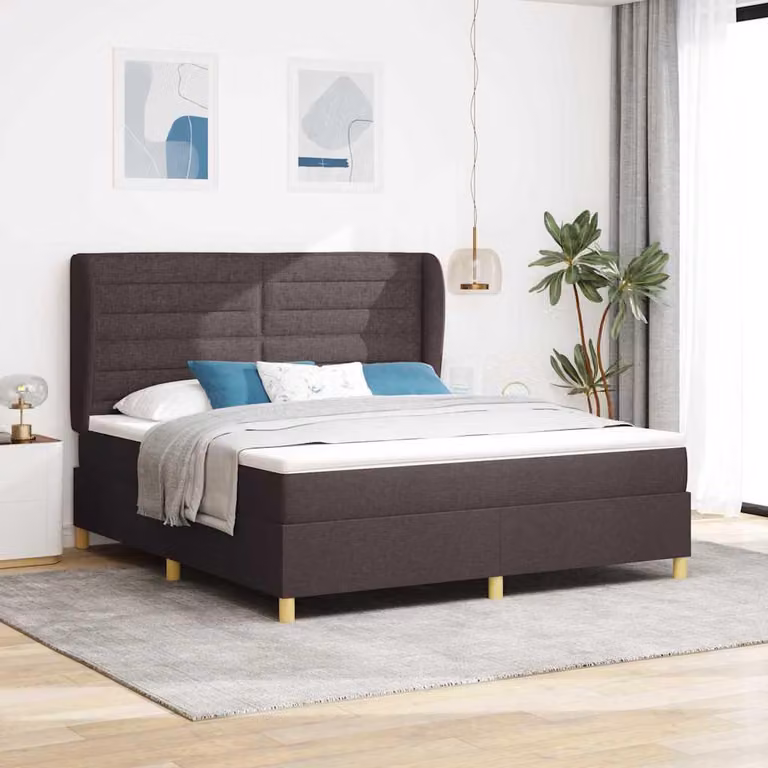 Maison Exclusive - Letto boxspring con materasso, marrone scuro, 200 x 180 cm, rivestimento in tessuto