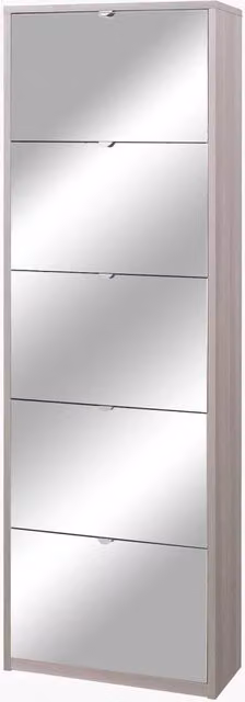 Scarpiera 5 Ante con Specchio 63x190x29 cm Olmo Chiaro