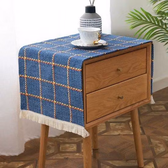 Piccola tovaglia blu, 40x90 cm, per comodino, TV, elettrodomestici