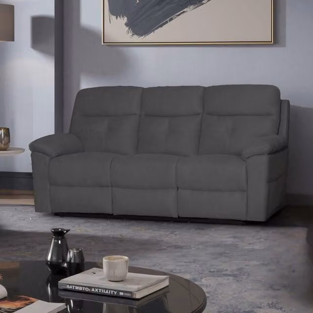 Divano Kayde Veriaffari a 3 posti con recliner elettrico in tessuto grigio, L: 191 cm, P: 100 cm, H: 96 cm