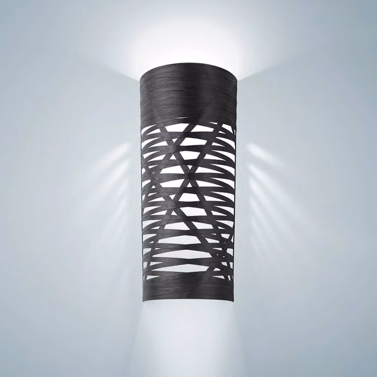 Foscarini Applique da parete di design Tress grande, dimmerabile, Nero, Soggiorno / Sala da pranzo, Vetro, Design, Applique