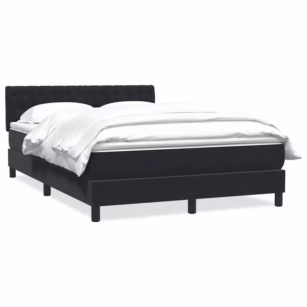 Letto Ibrido vidaXL con Giroletto a Molle e Materasso in Velluto Nero e Bianco L: 160 cm, P: 213 cm – 2