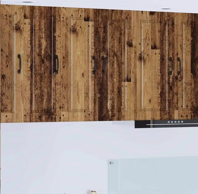 Set di 2 pensili da cucina vidaXL in legno effetto antico marrone con ante a battente, L/P/H: 30 x 31 x 80 cm – 1