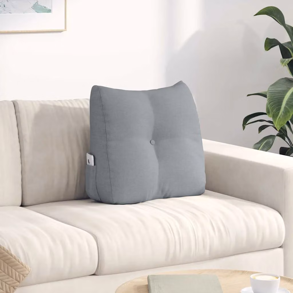 Cuscino per schiena ergonomico vidaXL Grigio chiaro, rivestimento rimovibile e lavabile in poliestere, L 45 x P 24 x H 50 cm