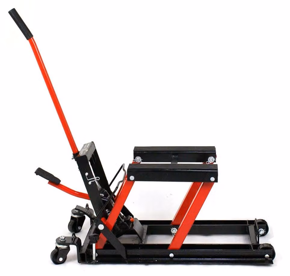 Piattaforma elevatrice per motociclette - Piattaforma di sollevamento idraulica - Tavola da lavoro per riparazioni - Colore: rosso