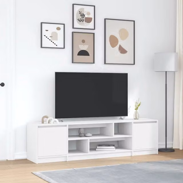 Mobile Porta TV Moderno vidaXL Bianco in Legno L: 188,5 cm, P: 41 cm, H: 50 cm