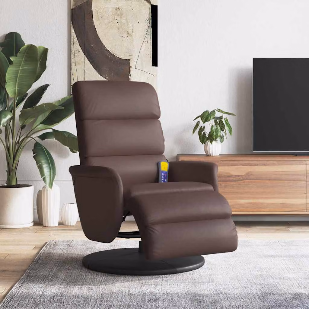 vidaXL Poltrona Reclinabile Relax con Poggiapiedi e Rotazione 360 Gradi in Similpelle Marrone