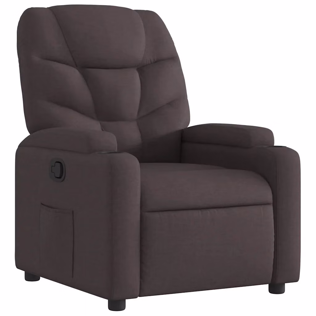 Poltrona Reclinabile Relax vidaXL in Tessuto Marrone con Braccioli e Leva Manuale – 2
