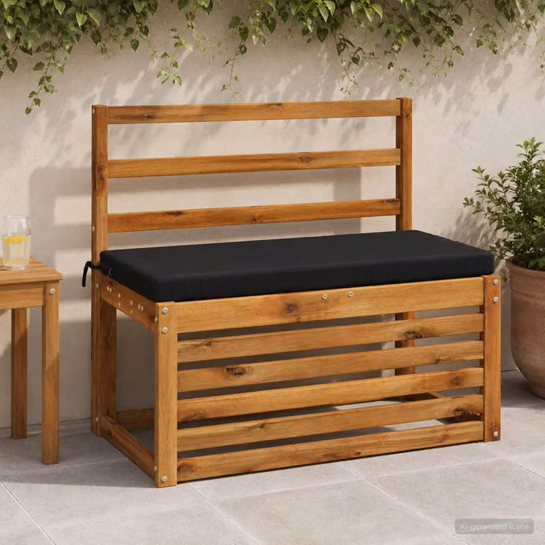 vidaXL Cuscino per panchina SOEST in poliestere nero con rivestimento rimovibile e resistenza ai raggi UV L 60 cm x P 40 cm x H 5 cm
