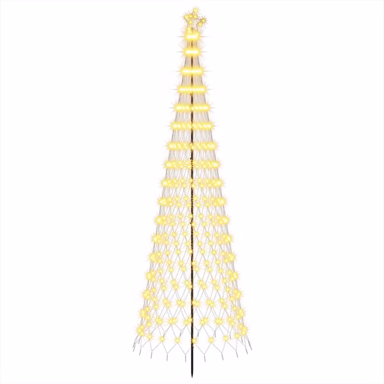 Albero di Natale a LED, 300 cm, 350 LED, luce bianca calda, struttura in ferro, colore nero