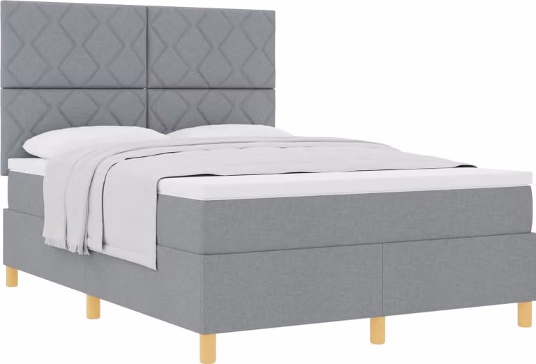 Letto a molle con materasso Grigio chiaro 160 x 200 cm Tessuto