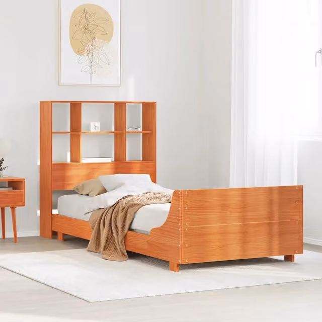 Giroletto senza Materasso Marrone Cera 100x200 cm Legno di Pino 3323697