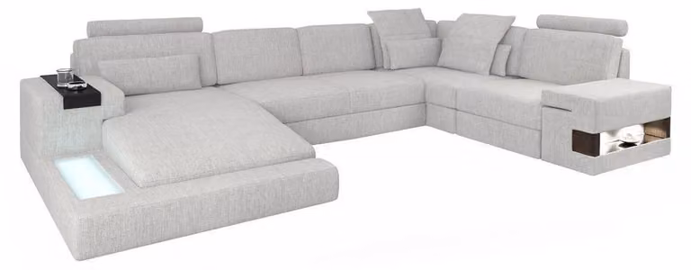 Ecksofa Wohnlandschaft Sofa Couch U-Form Polster Couchen Textil Design Möbel