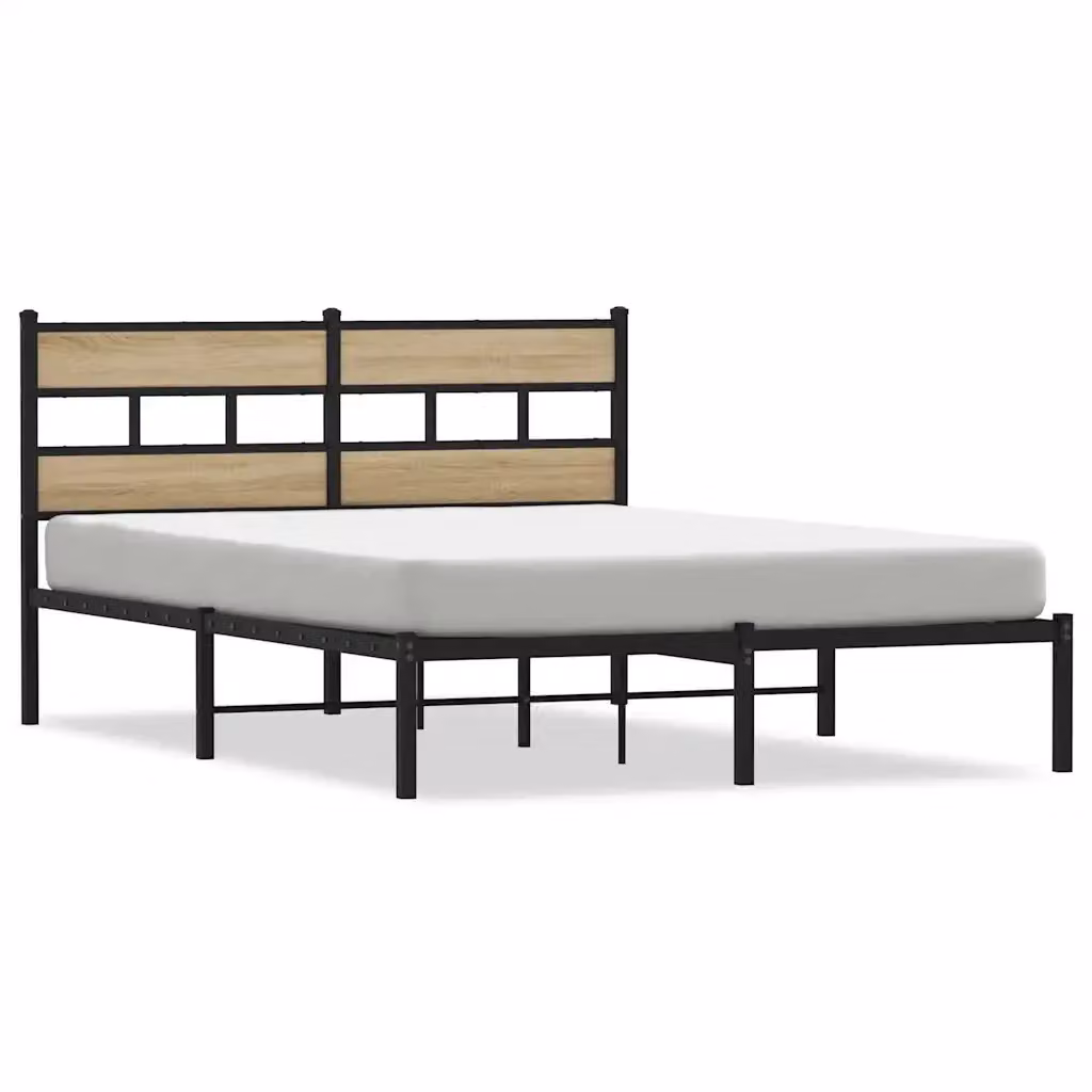 Letto con struttura in metallo e legno color rovere sonoma vidaXL L/P: 140 x 190 cm – 2