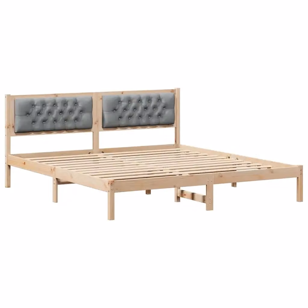 Struttura del letto vidaXL in pino massello grigio e marrone L/P/H: 200 x 160 x 85,5 cm – 2