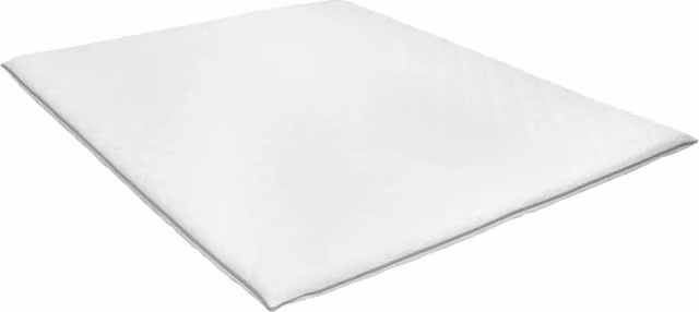Coprimaterasso in schiuma viscoelastica traspirante con zip, lavabile in lavatrice, bianco e blu, L: 140 cm x P: 200 cm x H: 6 cm