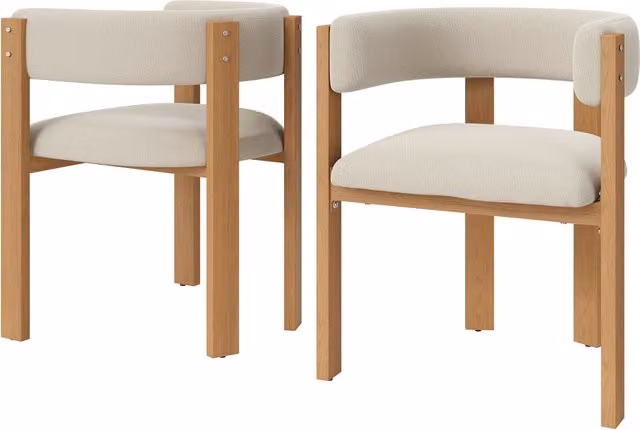Set 2 sedie da pranzo ergonomiche 47 × 48 × 72;5 cm; imbottite in flanella con gambe in ferro effetto legno