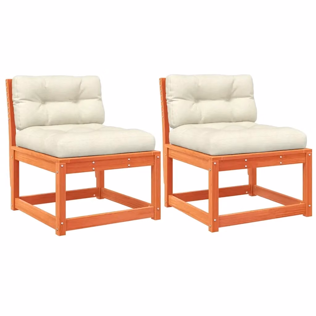 Set di 2 Divani da Giardino vidaXL in Legno di Pino Cerato Marrone con Cuscini – 2