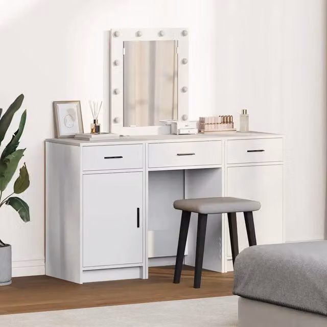 Tavolo da trucco moderno vidaXL bianco in MDF con finitura opaca L/P/H: 50 x 41 x 135 cm