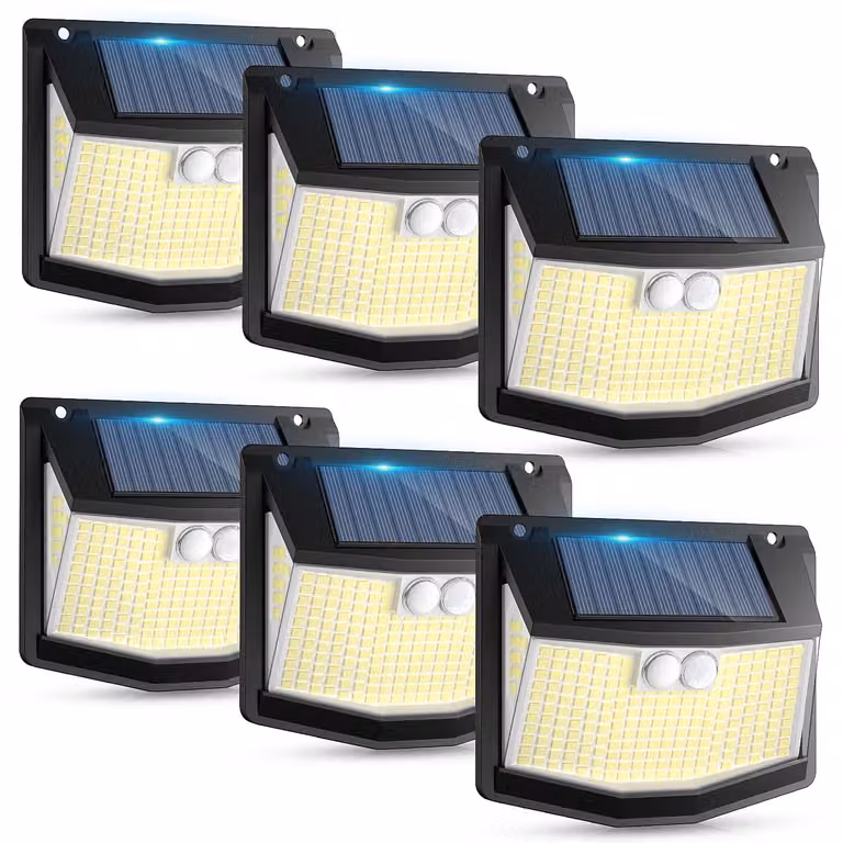 Lampada solare con sensore di movimento, confezione da 6, 248 LED, grado di protezione IP65