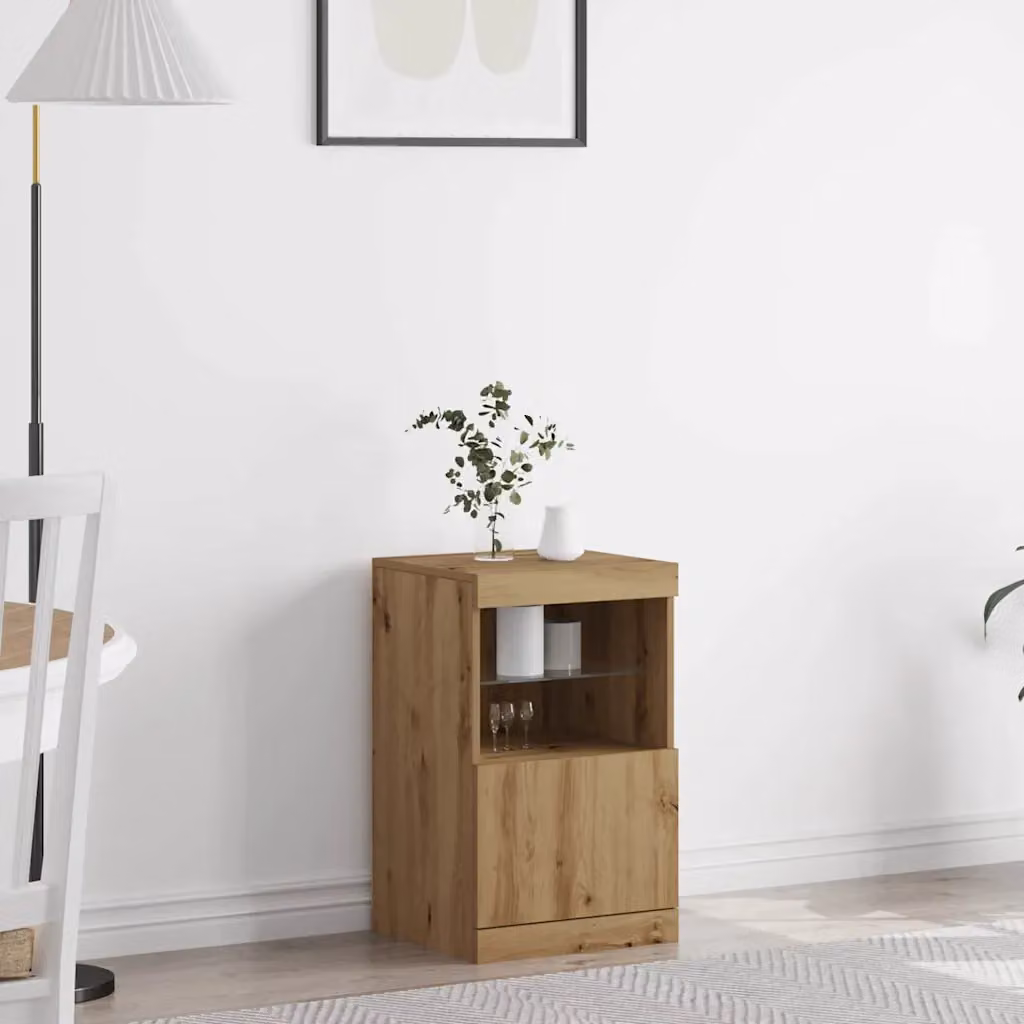 Madia moderna vidaXL con illuminazione LED in rovere marrone L: 41 cm, P: 37 cm, H: 67 cm