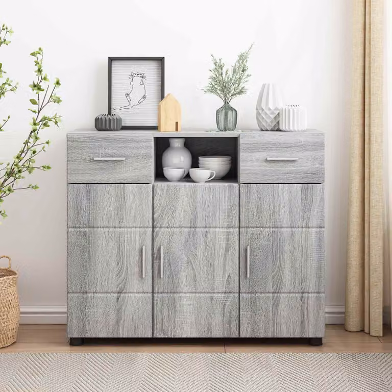 Armadio moderno vidaXL in legno MDF Grigio Sonoma con ante a battente e ripiani interni