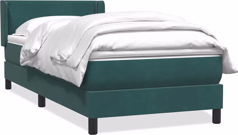 Giroletto a Molle con Materasso Verde Scuro 80x220 cm Velluto