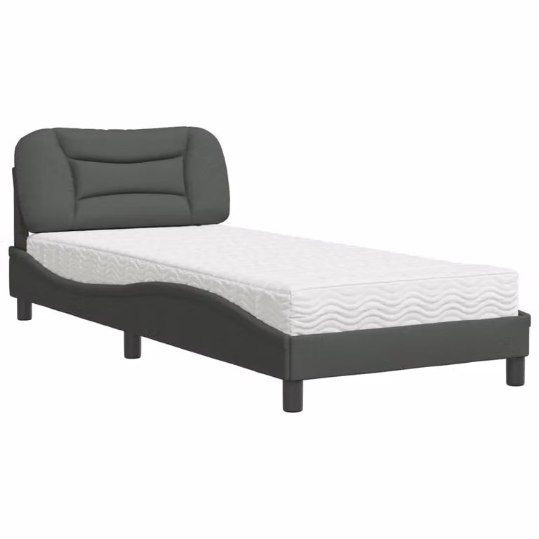 Letto con Materasso Hvar Grigio Scuro 80x200 cm in Tessuto