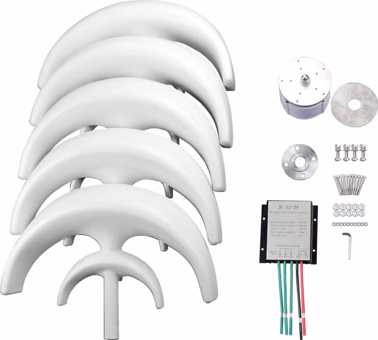 Generatore eolico da 12V, con 5 pale, potenza massima di 1200W, colore: bianco