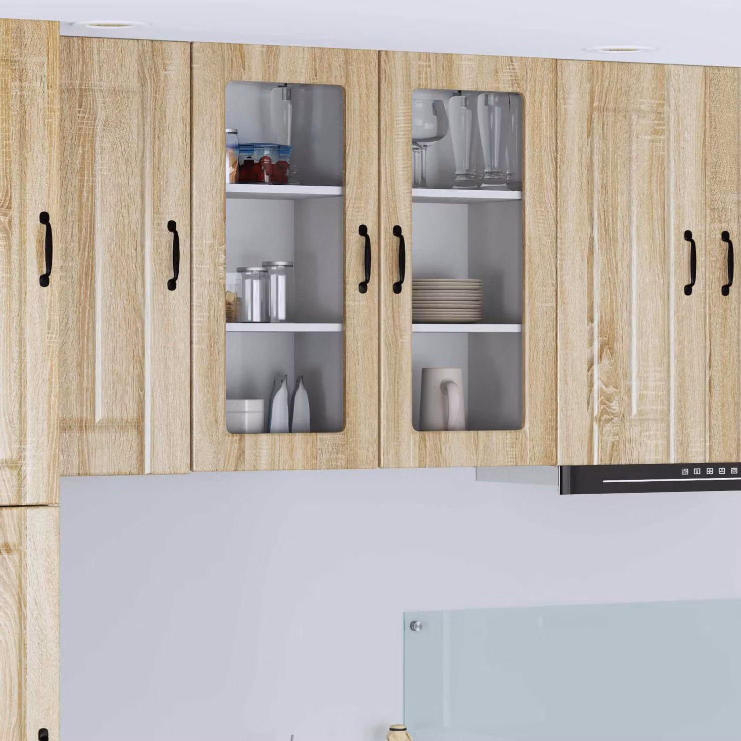 Mobile da parete LUCCA vidaXL in Rovere Sonoma con ante in vetro e finitura opaca, L: 40 cm, P: 31 cm, H: 80 cm