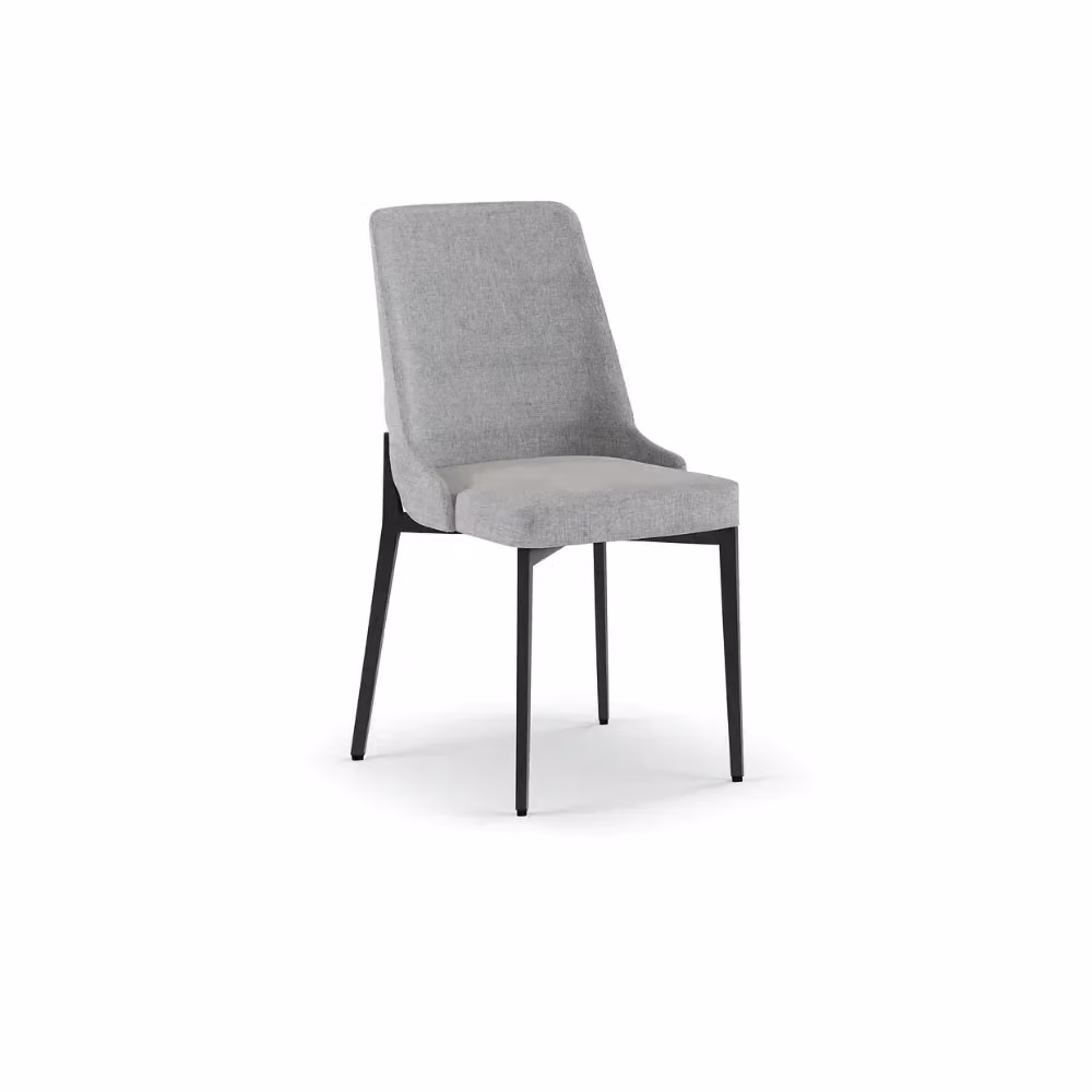 Set di 4 sedie da pranzo imbottite Charm in tessuto grigio chiaro con struttura in metallo Duzzle – 2