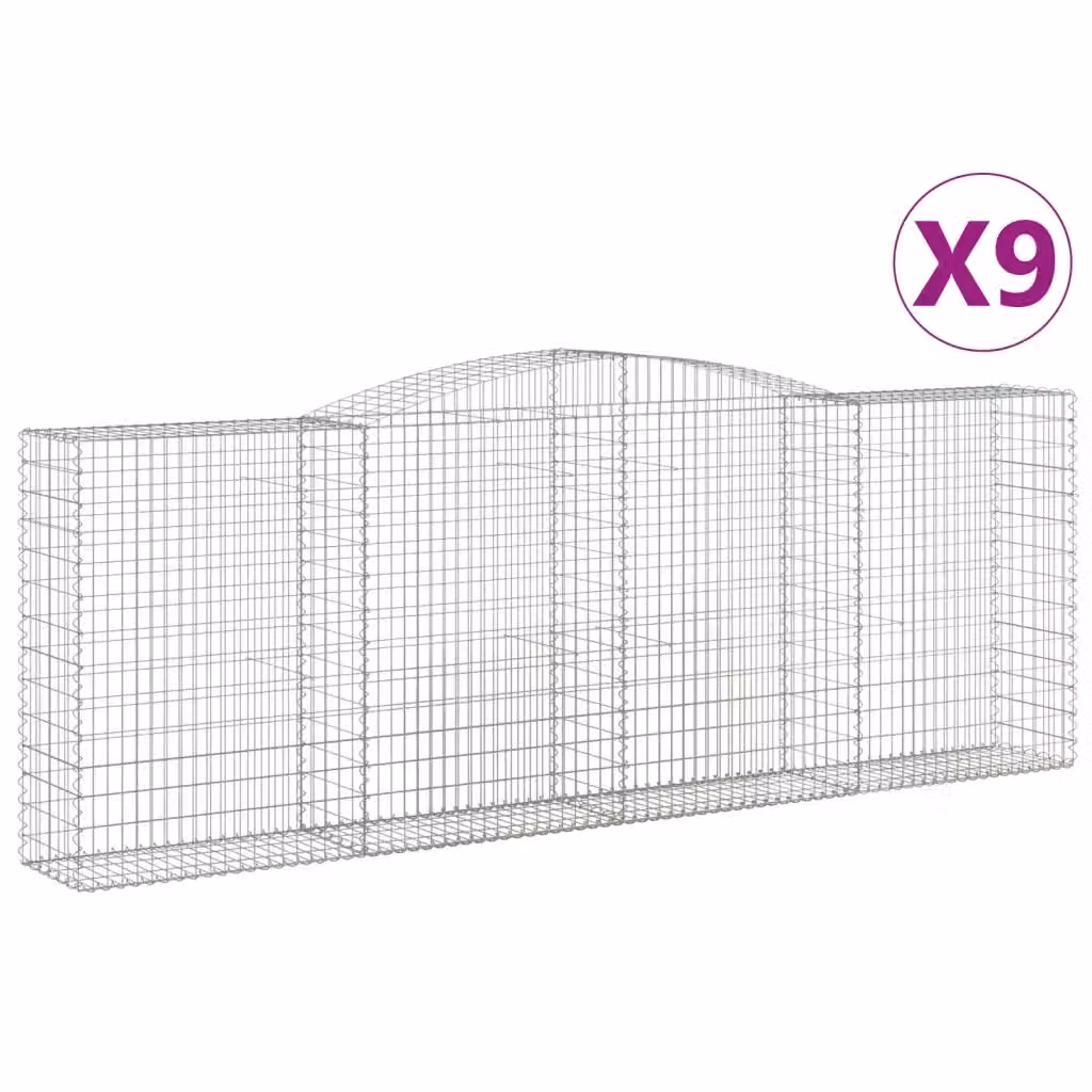 Set di 9 Cesti Gabbioni ad Arco Videx in Acciaio Zincato Argento L: 400 cm, P: 50 cm, H: 140/160 cm – 2