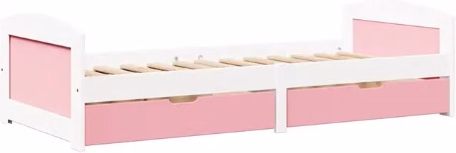 Letto singolo | Letto per adulti | Dormeuse 2 Cassetti senza Materasso Bianco&Rosa 90x200 cm IRUN