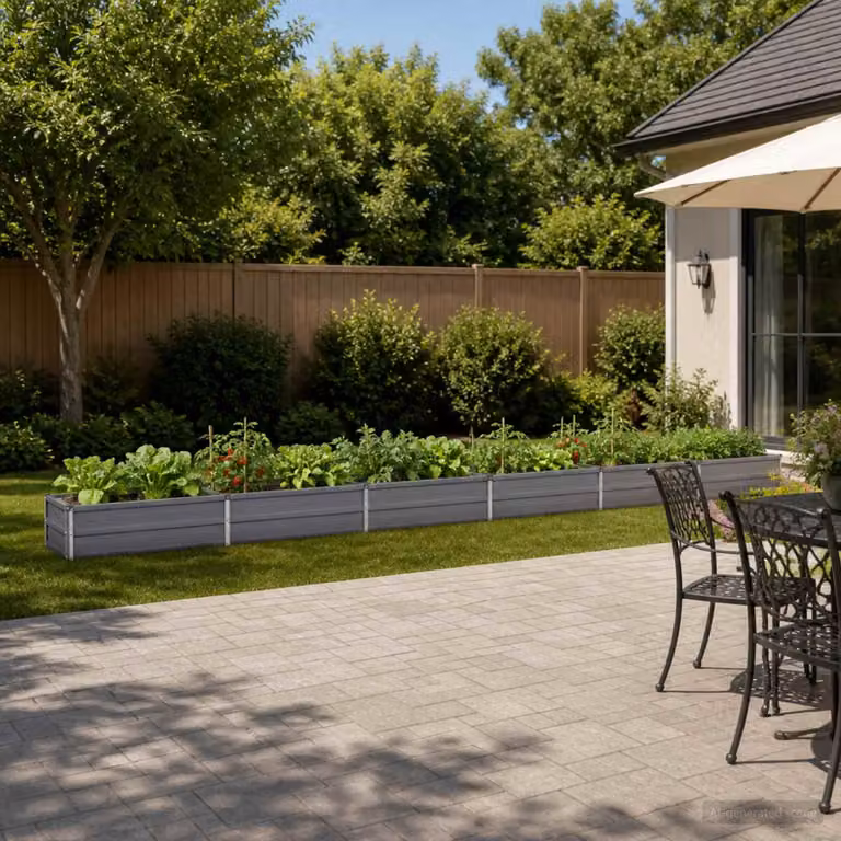 Letto rialzato da giardino vidaXL in metallo Grigio L: 480 cm, P: 40 cm, H: 24 cm