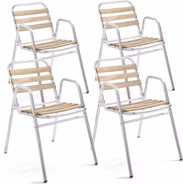 Oviala - Set di 4 sedie da giardino in alluminio grigio