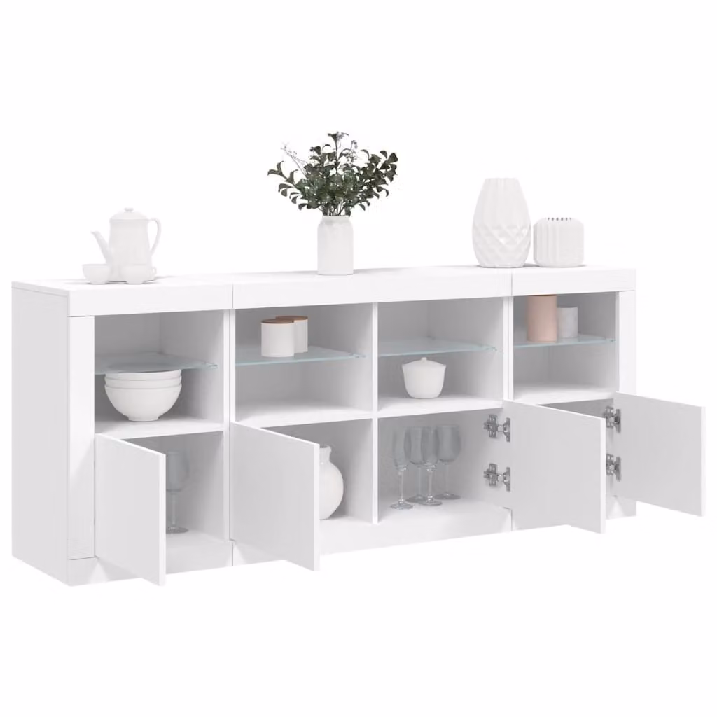 vidaXL Credenza Moderna con Luci LED Bianca L: 163 cm, P: 37 cm, H: 67 cm