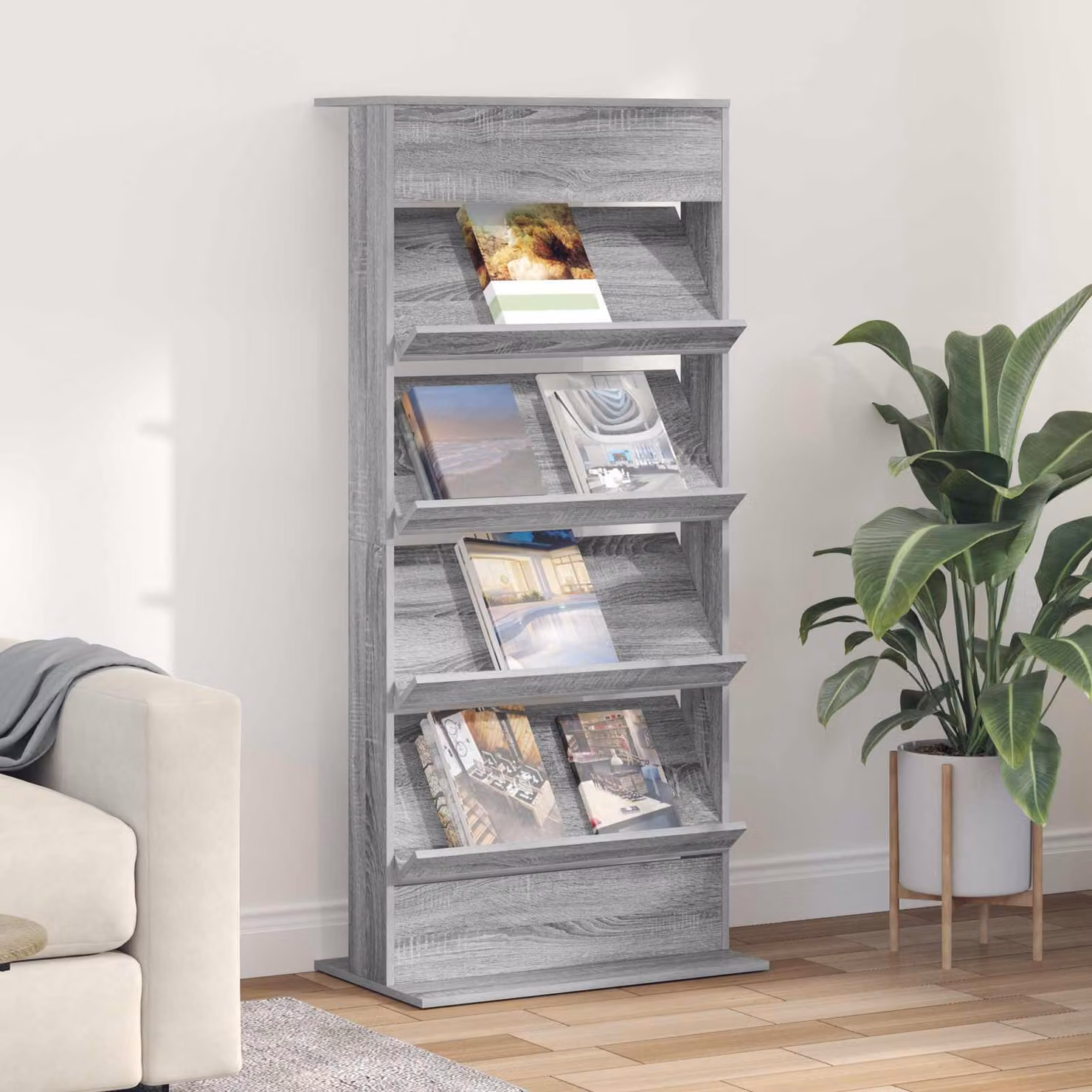 Scaffale per riviste vidaXL moderno Grigio L: 70 cm, P: 41 cm, H: 156 cm